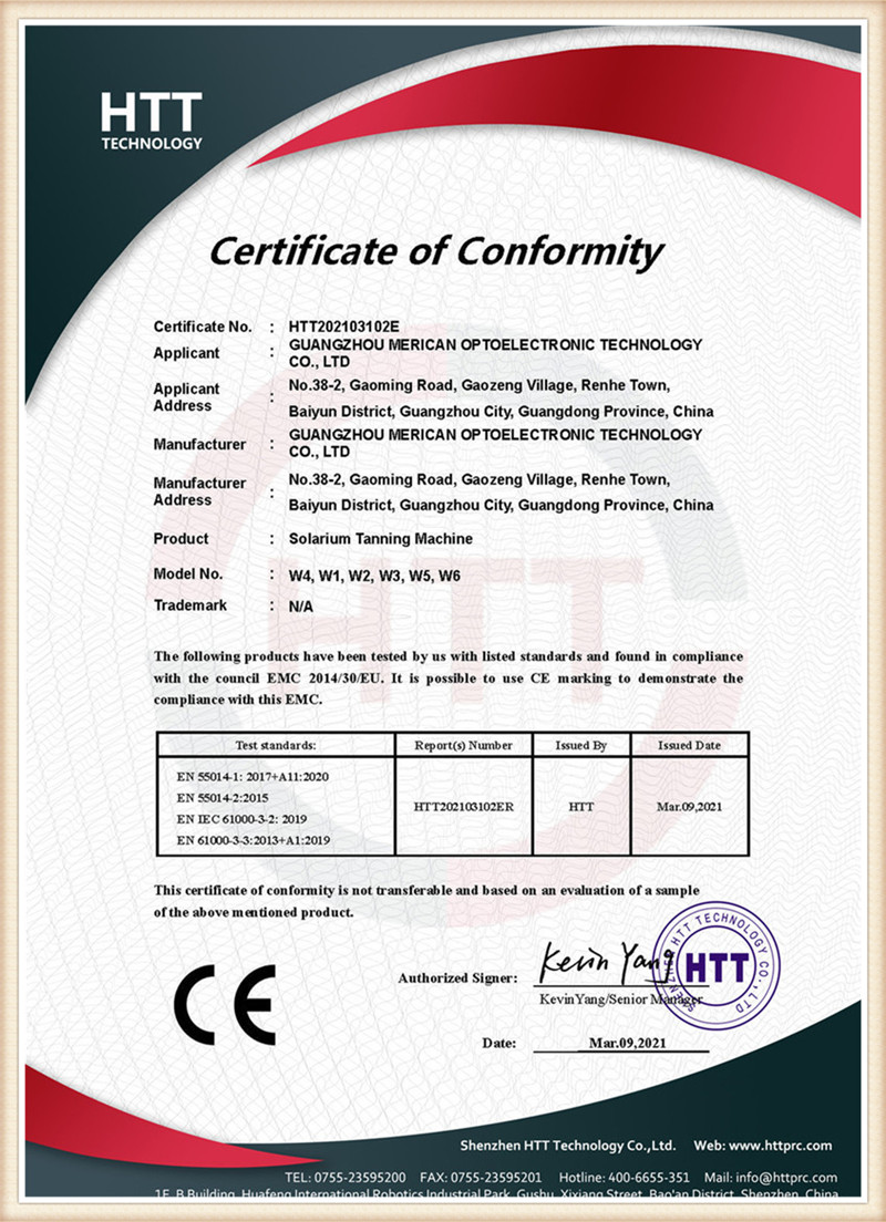 Horizontal Tanning Bett CE Zertifikat-EMC