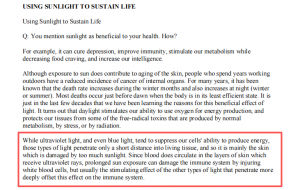 Using Sunlight to Sustain Life